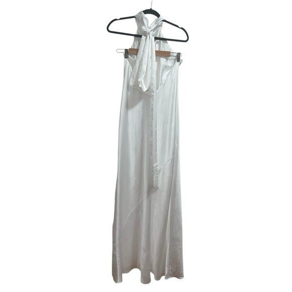 Show Me Your Mumu Lisa Bow Halter Maxi Dress Ivory Luxe Satin - Picture 5 of 11